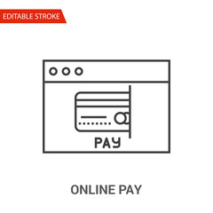 Online Pay Icon. Thin Line Vector Illustration