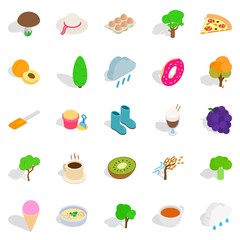 Street cafe icons set, isometric style