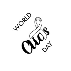 World AIDS Day. Aids Awareness. Red AIDS ribbon. Brush typography for poster or t-shirt. Vector illustration.