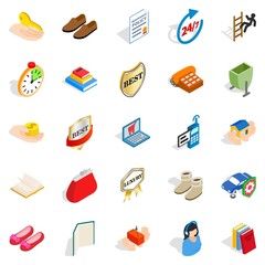 Puffery icons set, isometric style