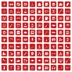 100 hi-school icons set grunge red