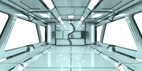 Spaceship bright interior 3D rendering