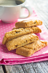 Sweet cookies and coffee cup.