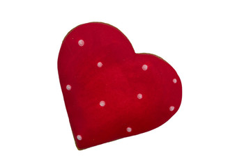 Heart shaped gingerbread cookie isolated on white background