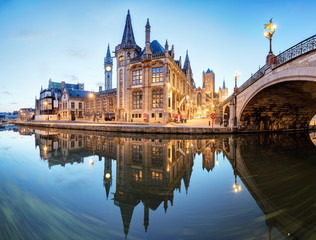 Ghent, Belgium during night, Gent old town