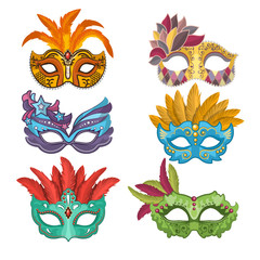 Woman masks with feathers for masquerade