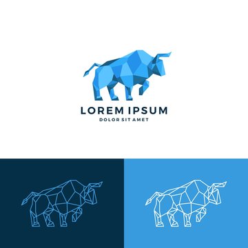 Geometric Bull Low Poly Logo Vector Download
