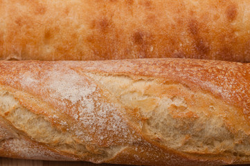 golden crust of French loaf and ciabatta