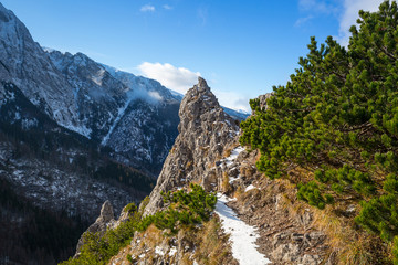 Obraz premium Tatra mountains view from the top of Sarnia Skala peak, Poland