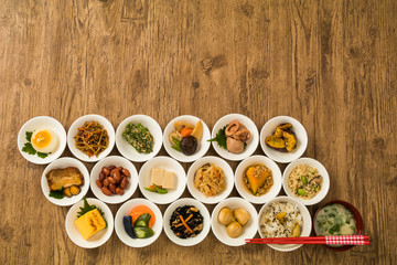 Fototapeta na wymiar ごはんのおかず　Side dishes of rice japanese food