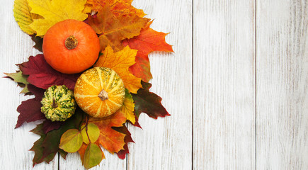 Pumpkin and leaves