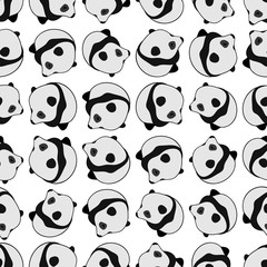 Pattern with pandas isolated on white background. Children's decorative seamless pattern. Amusing panda repeat image vector illustration. Design for textile, cover, wallpaper, gift packaging, printing