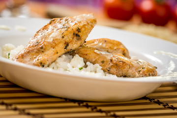 Grilled chicken with rice
