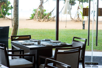 served table in empty restaurant