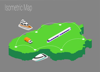 Map Lithuania isometric concept.