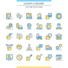 Logistic and delivery icons set. Modern thin line icons. Vector illustration