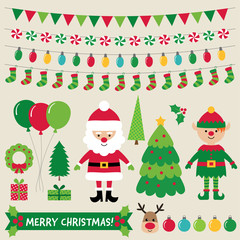 Christmas characters and decoration set