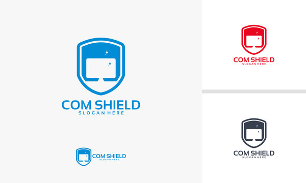 computer shield logo template, Strong Computer logo designs vector