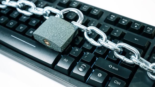 Chain locked padlock computer black keyboard