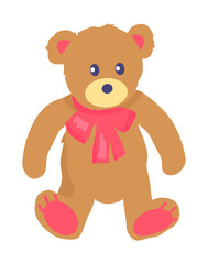 Vector Illustration of Toy Teddy Bear with Baw