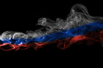 Russia flag smoke