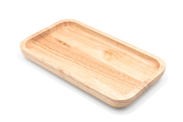 wooden plate isolated on white background