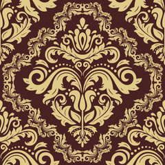 Orient vector classic pattern. Seamless abstract background with repeating elements. Orient golden background