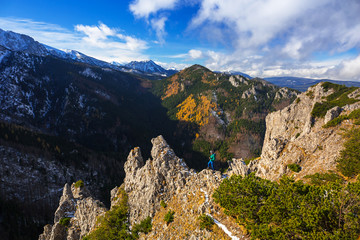 Tatra mountains view from the top of Sarnia Skala peak, Poland