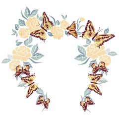 butterfly design for clothing. embroidery insect vector. isolated