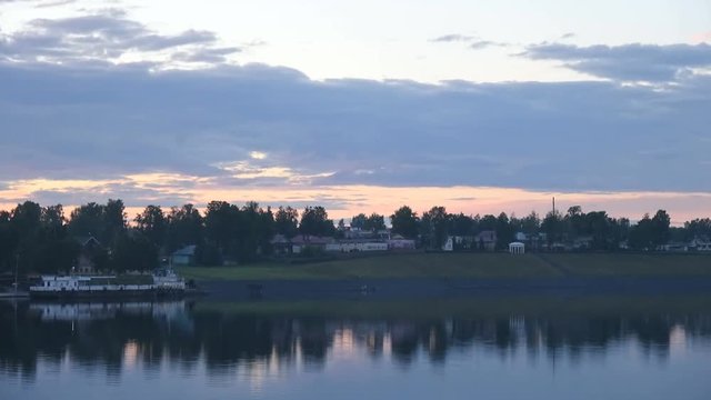  A beautiful sunset in the city of Myshkin. Myshkin is a town and the administrative center of Myshkinsky District in Yaroslavl Oblast, located on the steep left bank of the Volga.