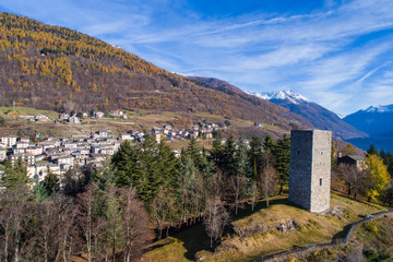 Fototapeta na wymiar Teglio in Valtellina. Old tower