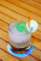 Mojito cocktail on wood table