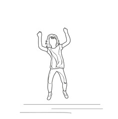 isolated sketch little girl jumping