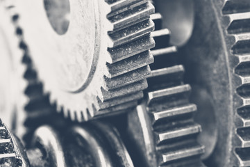 Close-up view of stack of gears