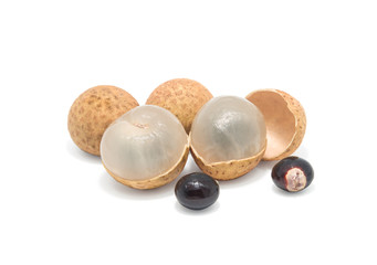 Longan (Dimocarpus longan) on white background.