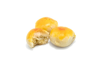 Spring Roll pastry with nuts on white background.
