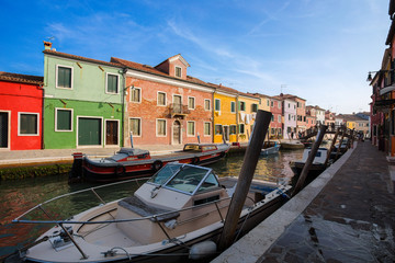 VENICE (VENEZIA) ITALY, OCTOBER 17, 2017 - View of Burano island, a small island inside Venice area, famous for lace making and its colorful houses