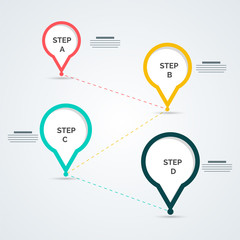 Colorful Timeline Infographics layout with four(4) steps.