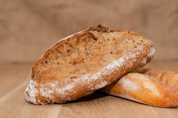 Bread in the background of sacking