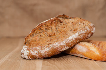 Bread in the background of sacking