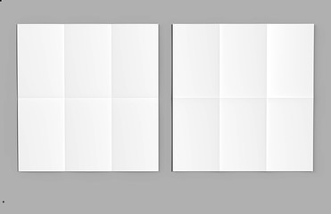 Half fold then tri fold brochure ready for your design. Blank white 3d render illustration.