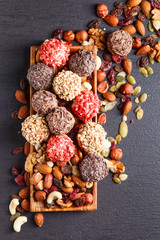 Obraz na płótnie Canvas Homemade candy with nuts and dried fruits .