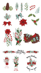 Christmas vector hand drawn illustration isolated on white
