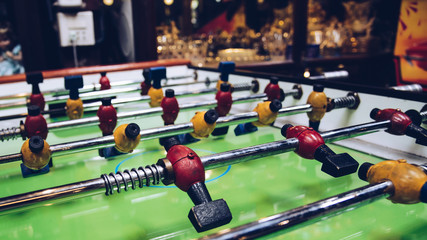 Close up Table football game match figure in retro color theme