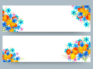 Website header or banner set with colorful watercolors florals.