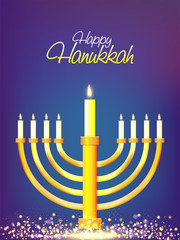 Jewish holiday Hanukkah with menorah (traditional Candelabra) celebration concept.