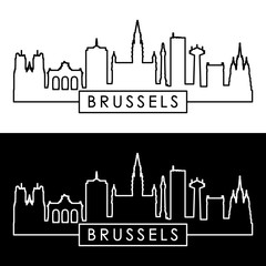 Brussels skyline. Linear style. Editable vector file.