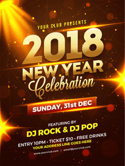 New Year Evening 2018 Party Night Celebration Poset or Flyer Design.