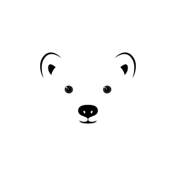 The face of a small polar bear. Cute vector illustration.