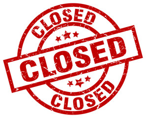 closed round red grunge stamp